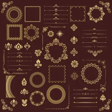 Vintage Big Set of Classic Vector Patterns. Collection of Graphics Illustrazione stock
