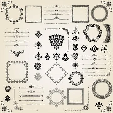Vintage Big Set of Classic Vector Patterns. Collection of Graphics Stock Illustration