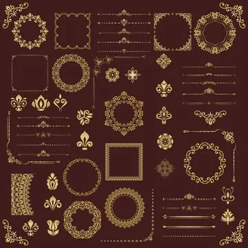 Vintage Big Set of Classic Vector Patterns. Collection of Graphics Illustrazione stock