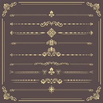 Vintage Big Set of Horizonyal Vector Patterns. Collection of Graphics Illustrazione stock