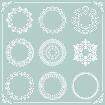 Vintage Big Set of Round Patterns Stock Illustration