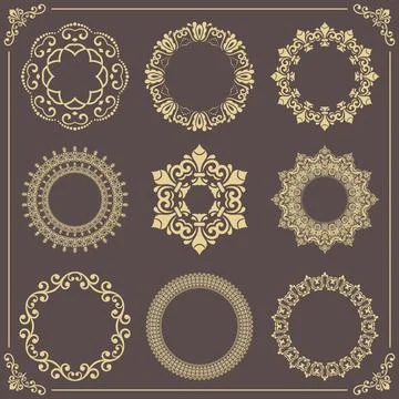 Vintage Big Set of Round Patterns Stock Illustration