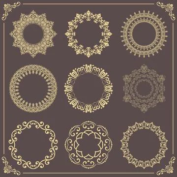 Vintage Big Set of Round Patterns Stock Illustration
