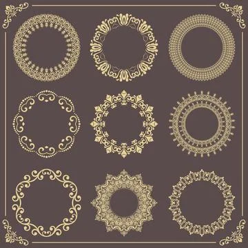 Vintage Big Set of Round Patterns Stock Illustration