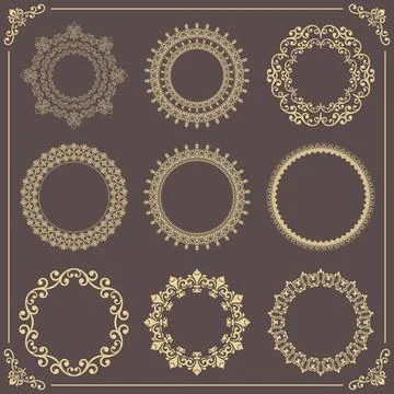 Vintage Big Set of Round Patterns Stock Illustration