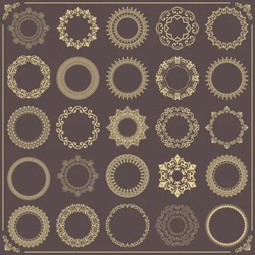 Vintage Big Set of Round Patterns. Collection of Graphics Stock Illustration