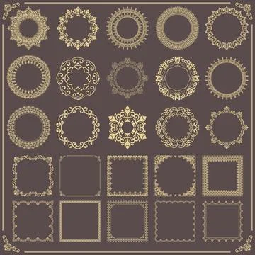 Vintage Big Set of Round Patterns. Collection of Graphics Illustrazione stock