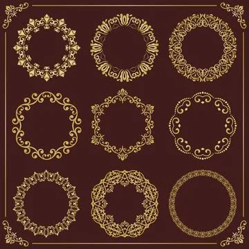 Vintage Big Set of Round Patterns. Collection of Graphics Stock Illustration