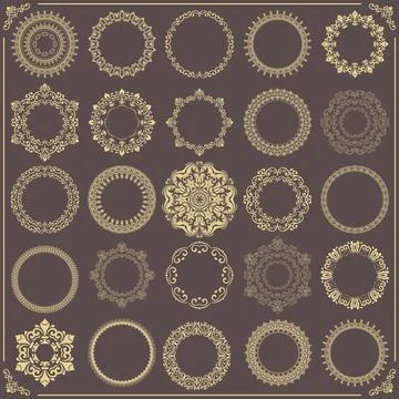 Vintage Big Set of Round Patterns. Collection of Graphics Stock Illustration