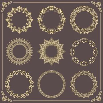Vintage Big Set of Round Vector Patterns Illustrazione stock