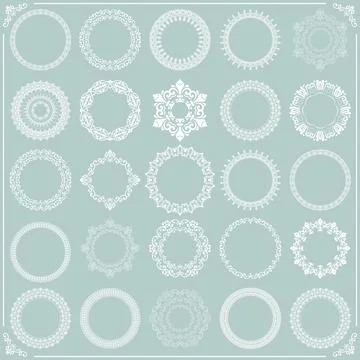 Vintage Big Set of Round Vector Patterns Illustrazione stock