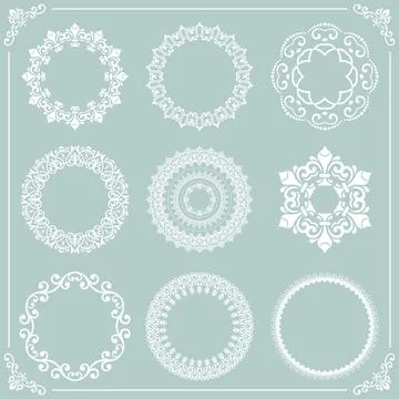 Vintage Big Set of Round Vector Patterns Illustrazione stock