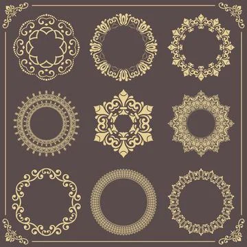 Vintage Big Set of Round Vector Patterns Illustrazione stock
