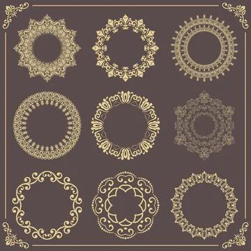 Vintage Big Set of Round Vector Patterns Illustrazione stock