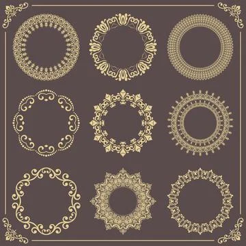 Vintage Big Set of Round Vector Patterns Illustrazione stock