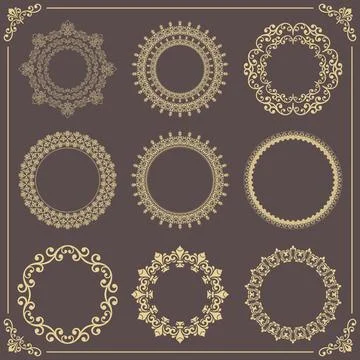 Vintage Big Set of Round Vector Patterns Illustrazione stock