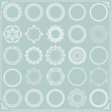 Vintage Big Set of Round Vector Patterns 库存插图
