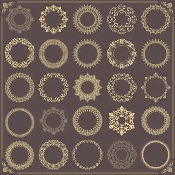 Vintage Big Set of Round Vector Patterns. Collection of Graphics Illustrazione stock