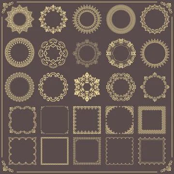 Vintage Big Set of Round Vector Patterns. Collection of Graphics Illustrazione stock