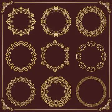 Vintage Big Set of Round Vector Patterns. Collection of Graphics Illustrazione stock