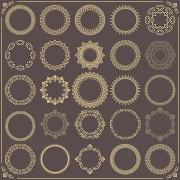 Vintage Big Set of Round Vector Patterns. Collection of Graphics Illustrazione stock