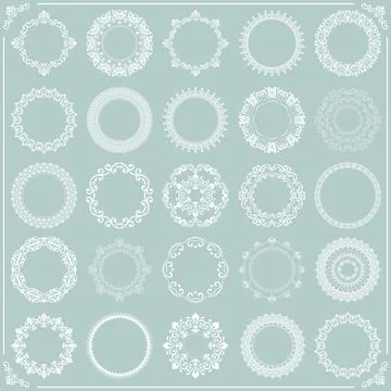 Vintage Big Set of Round Vector Patterns. Collection of Graphics 库存插图