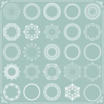 Vintage Big Set of Round Vector Patterns. Collection of Graphics Illustrazione stock