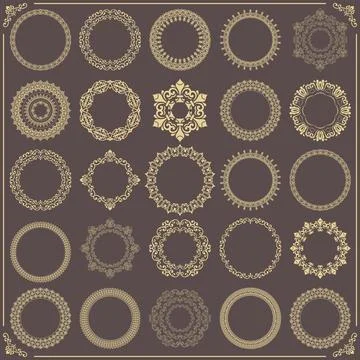 Vintage Big Set of Round Vector Patterns. Collection of Graphics Illustrazione stock