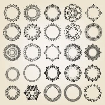 Vintage Big Set of Round Vector Patterns. Collection of Graphics Illustrazione stock