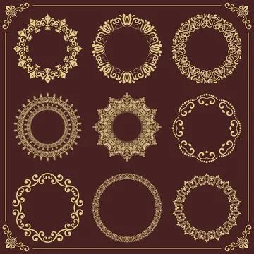 Vintage Big Set of Round Vector Patterns. Collection of Graphics Illustrazione stock