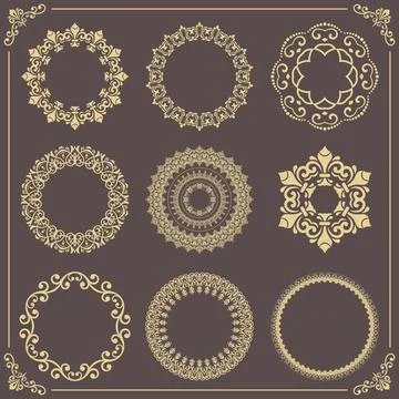 Vintage Big Set of Round Vector Patterns. Collection of Graphics Illustrazione stock