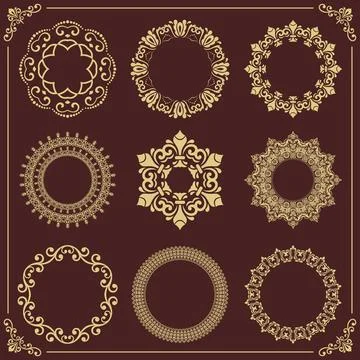 Vintage Big Set of Round Vector Patterns. Collection of Graphics Illustrazione stock