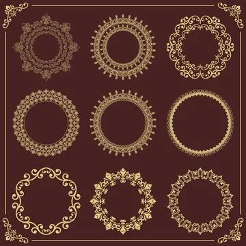 Vintage Big Set of Round Vector Patterns. Collection of Graphics Illustrazione stock