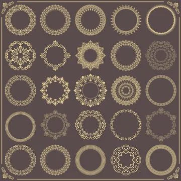 Vintage Big Set of Round Vector Patterns. Collection of Graphics Illustrazione stock