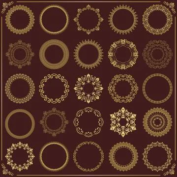 Vintage Big Set of Round Vector Patterns. Collection of Graphics Illustrazione stock