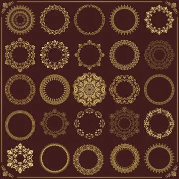 Vintage Big Set of Round Vector Patterns. Collection of Graphics Illustrazione stock