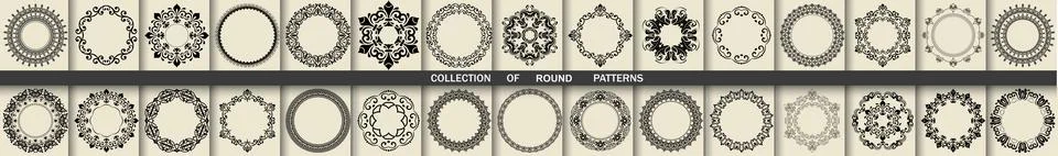 Vintage Big Set of Round Vector Patterns. Collection of Graphics Illustrazione stock
