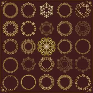 Vintage Big Set of Round Vector Patterns. Collection of Graphics Illustrazione stock