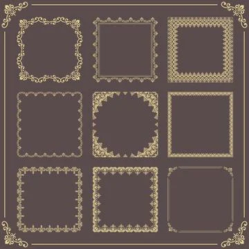 Vintage Big Set of Square Patterns Illustrazione stock