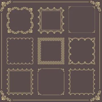 Vintage Big Set of Square Patterns Stock Illustration