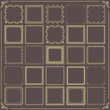 Vintage Big Set of Square Patterns. Collection of Graphics Stock Illustration