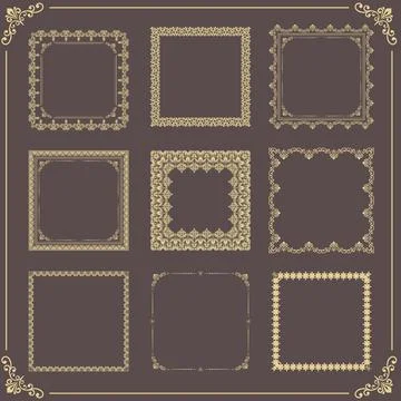 Vintage Big Set of Square Patterns. Collection of Graphics Stock Illustration