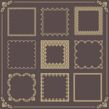 Vintage Big Set of Square Vector Patterns 스톡 일러스트