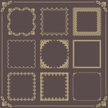 Vintage Big Set of Square Vector Patterns 스톡 일러스트
