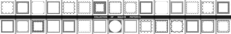 Vintage Big Set of Square Vector Patterns. Collection of Graphics Illustrazione stock