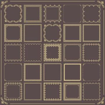 Vintage Big Set of Square Vector Patterns. Collection of Graphics Stock Illustration