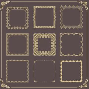 Vintage Big Set of Square Vector Patterns. Collection of Graphics Illustrazione stock