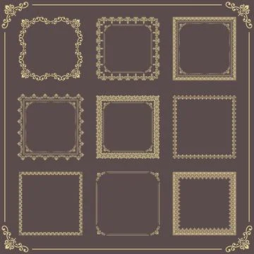 Vintage Big Set of Square Vector Patterns. Collection of Graphics Stock Illustration