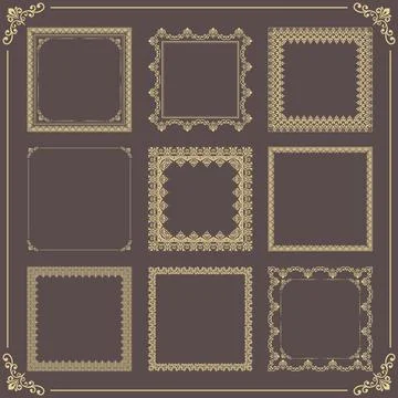 Vintage Big Set of Square Vector Patterns. Collection of Graphics Stock Illustration