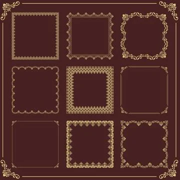 Vintage Big Set of Square Vector Patterns. Collection of Graphics Stock Illustration